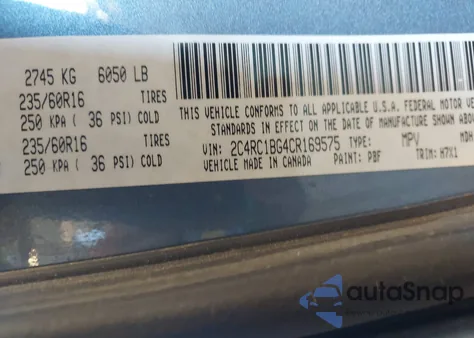 2012 Chrysler Town & Country Touring из США, поврежденный, VIN 2C4RC1BG4CR169575